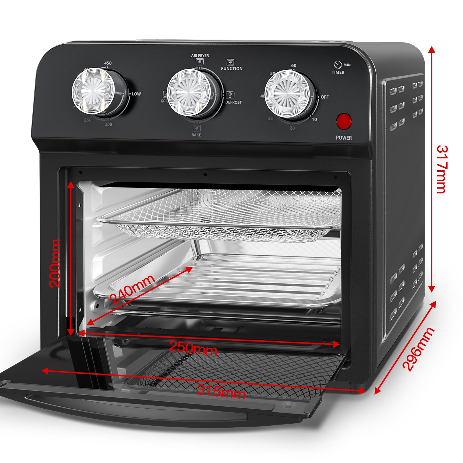 12.5 Qt Air Fryer With Advanced Multi-Function Cooking Grill, Air Fry, Defrost, Bake, Presets For French Fries, Pizza, Chicken, Fish, And Toast, Dual Knob Control, Amazon Resale Prohibited
