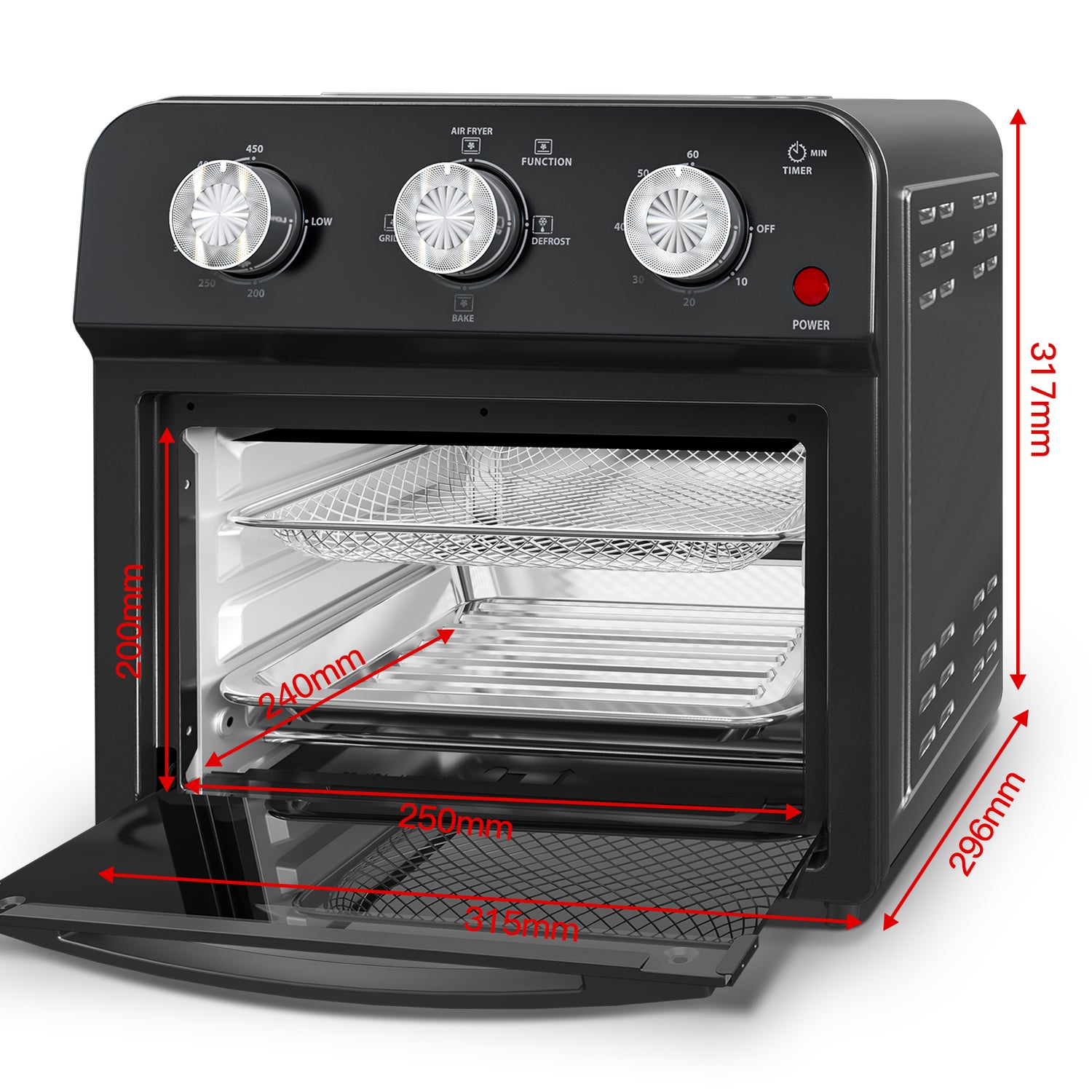 12.5 Qt Air Fryer With Advanced Multi-Function Cooking Grill, Air Fry, Defrost, Bake, Presets For French Fries, Pizza, Chicken, Fish, And Toast, Dual Knob Control, Amazon Resale Prohibited