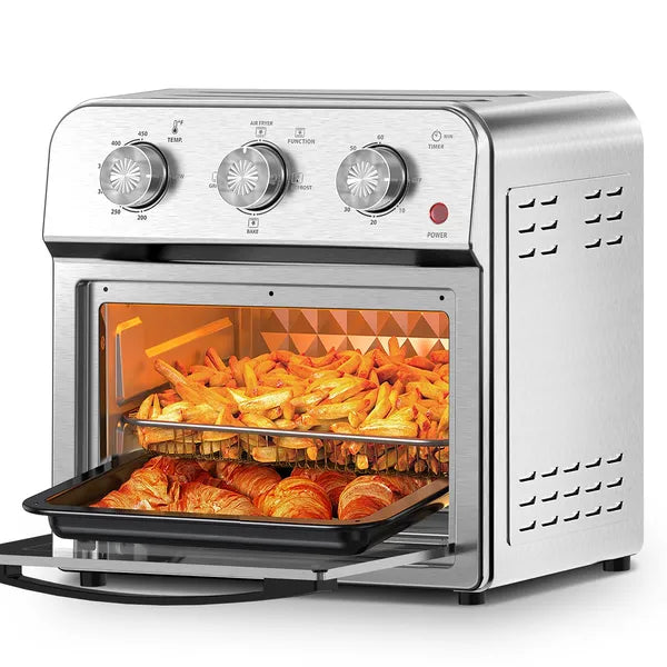 Family Size Air Fryer Toaster Oven Combo, 13QT, 360° Hot Air Circulation For Healthy Oil-Free Cooking, Multifunctional Convection Contertop Oven, Adjustable Time &amp; Temp Control, Stainless Steel