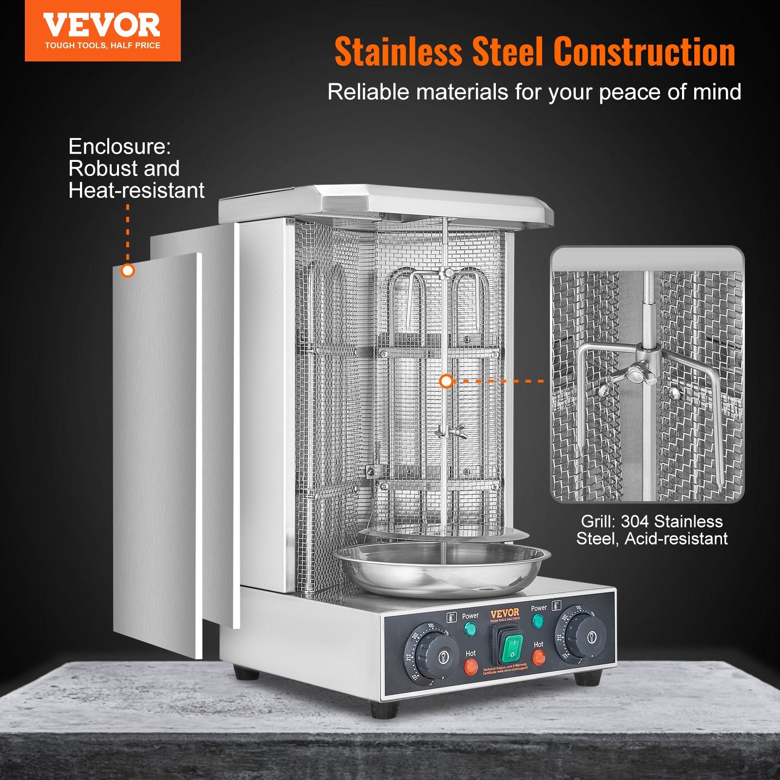 Shawarma Grill Machine, 13 Lbs Capacity, Chicken Shawarma Cooker Machine With 2 Burners, Electric Vertical Broiler Gyro Rotisserie Oven Doner Kebab Machine, For Home Restaurant Kitchen Parties