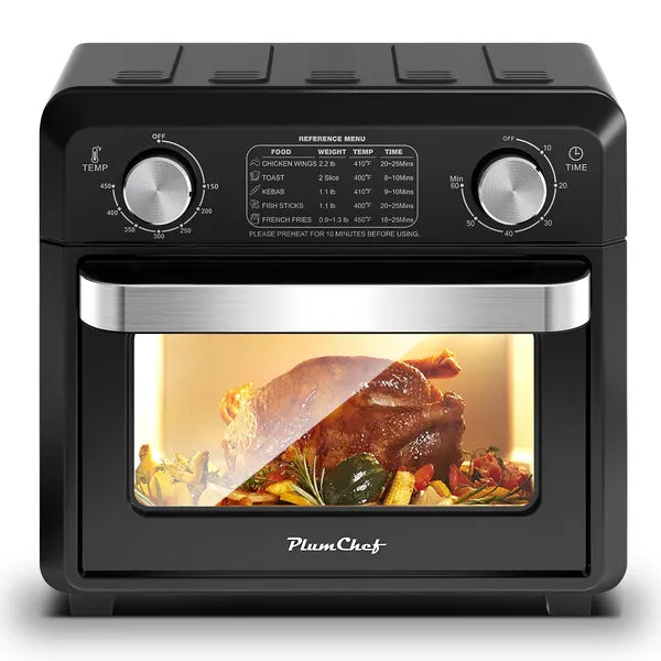 11QT Compact Air Fryer Toaster Oven, 1000W Convection Countertop Oven With Reference Menus, 2-Slice Toaster, Adjustable Time &amp; Temperature, Ideal For Singles &amp; Couples, Black