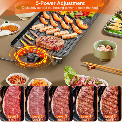 1Pc Electric Barbecue Grill Hot Plate Cooking BBQ Griddle Non Stick Table Top Grill Griddle For Indoor Outdoor Camping Picnic Family Gathering Friend Party