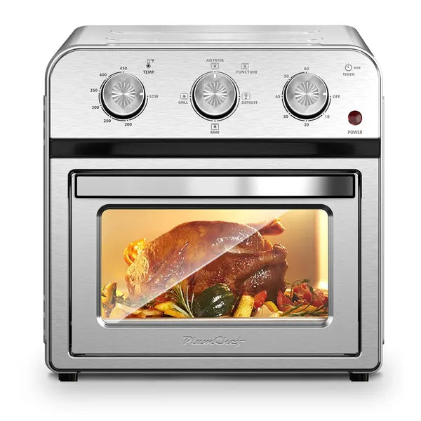Family Size Air Fryer Toaster Oven Combo, 13QT, 360° Hot Air Circulation For Healthy Oil-Free Cooking, Multifunctional Convection Contertop Oven, Adjustable Time &amp; Temp Control, Stainless Steel